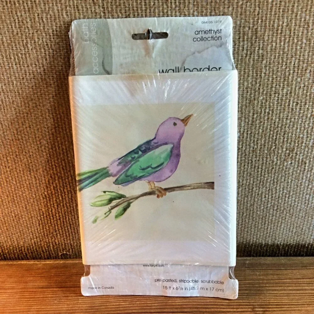 Tercor Amethyst Collection Bird Wall Border Pre-Pasted 5 Yd NIP Vintage Decor